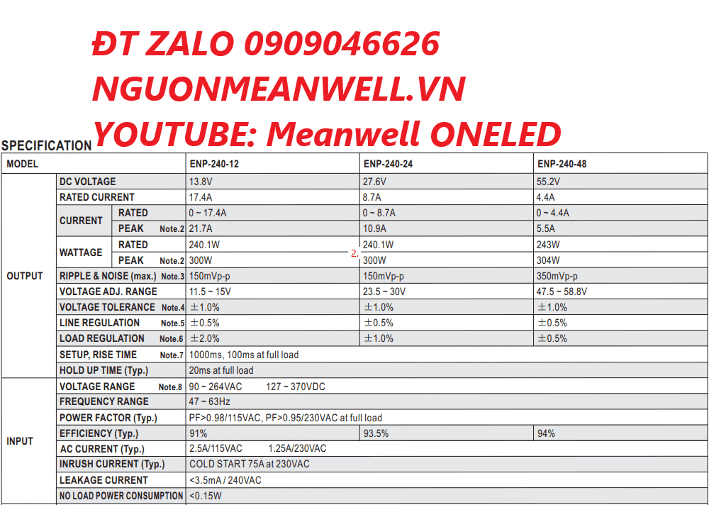 Giá Bộ Nguồn Meanwell ENP-240-48 Giá Bộ Nguồn Meanwell ENP-240-48