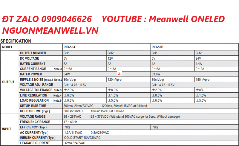 Giá Bộ Nguồn Meanwell RID-50B Giá Bộ Nguồn Meanwell RID-50B