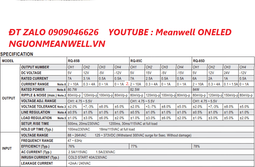 Giá Bộ Nguồn Meanwell RQ-85C