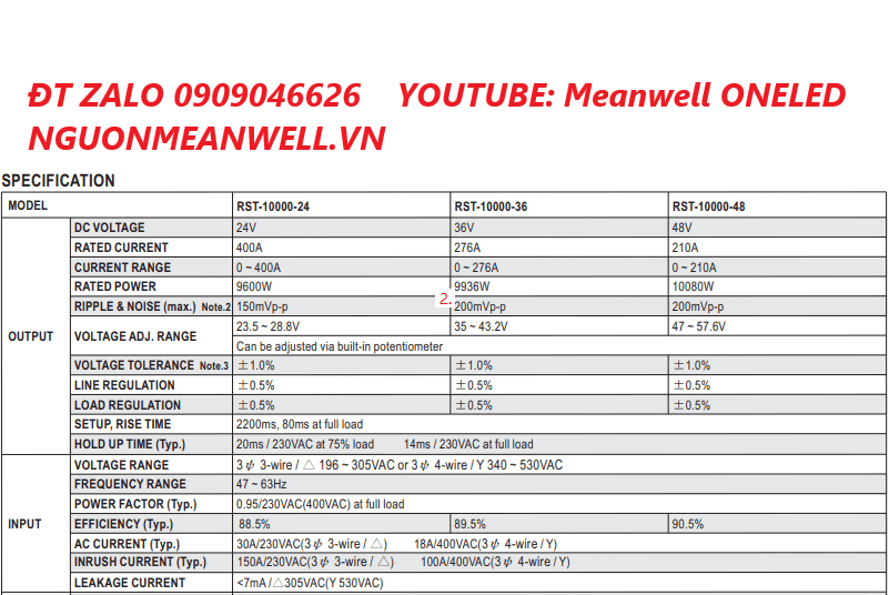 Giá Bộ Nguồn Meanwell RST-10000-48 Giá Bộ Nguồn Meanwell RST-10000-48